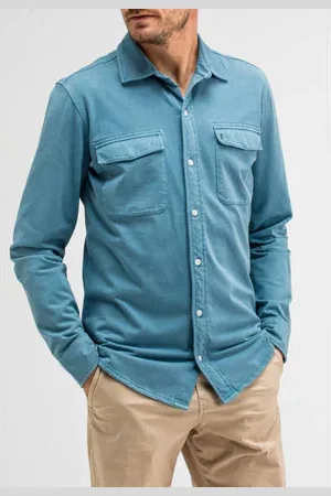 Butcher of Blue Regular fit Finn Pocket Jersey overshirt blauw