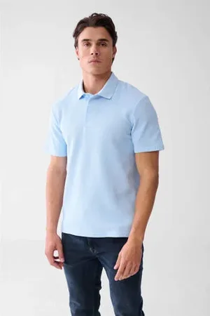 SHOEBY Regular polo met textuur blauw