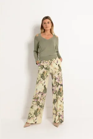 Claudia Sträter Wide leg high waist broek ecru