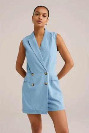 WE Fashion Rechtvallend light blue denim