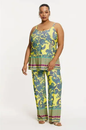 Yoek Wide leg regular waist casual broek