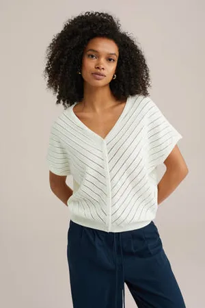 WE Fashion Gebreid vest ecru