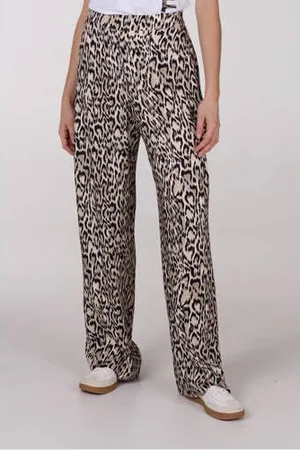 Jansen Amsterdam Wide leg regular waist casual broek beige