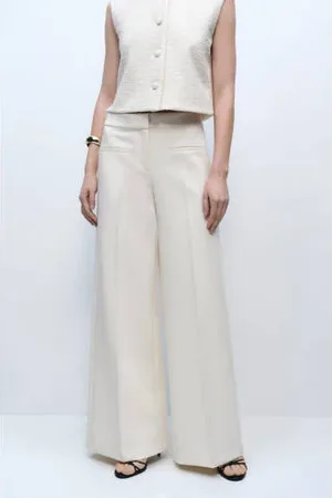 MANGO Wide leg high waist pantalon