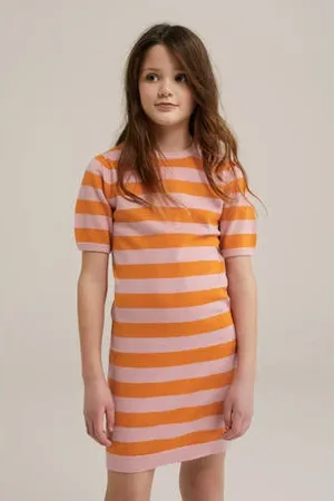 WE Fashion Korte jurk fijn gebreid roze