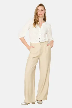 LolaLiza Wide leg regular waist pantalon beige