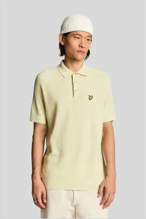 Lyle & Scott Regular polo gebreid lichtgeel