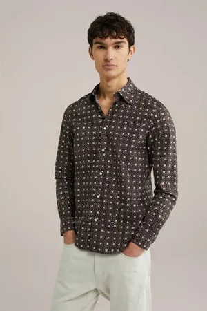 WE Fashion Casual overhemd donkerbruin
