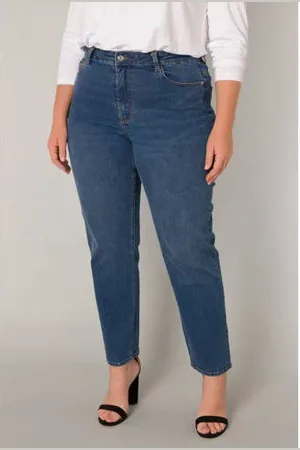 Base Level High waist slim fit jeans dark blue denim