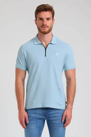 Gabbiano Polo met textuur lichtblauw