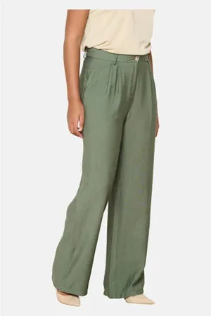 LolaLiza Wide leg regular waist pantalon kaki