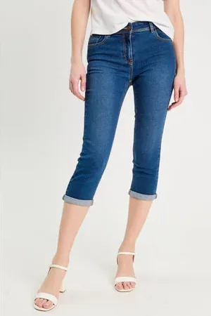 Cache Cache High waist capri jeans dark blue denim