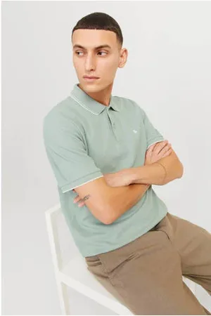 JACK & JONES ESSENTIALS regular polo met textuur groen