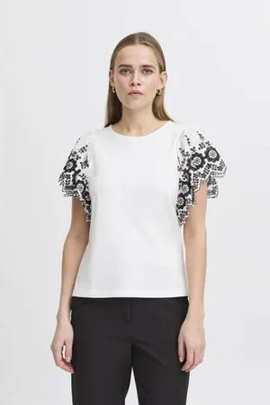 Ichi Top wit broderie
