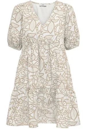 JDY Midi jurk broderie beige