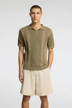 SELECTED Regular polo gebreid SLHCHANNING kaki