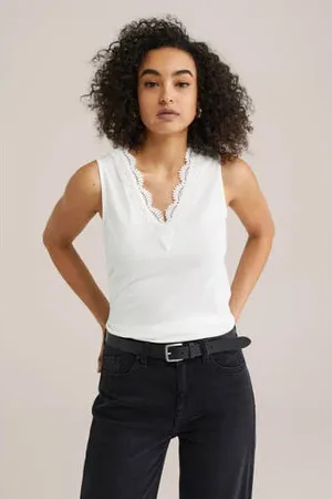 WE Fashion Mouwloze top wit