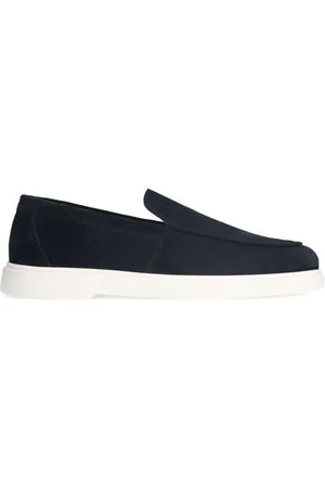 Manfield Suède loafers donkerblauw
