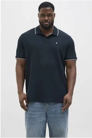 JACK & JONES Regular polo met ingebreid patroon donkerblauw