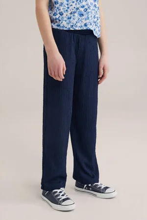 WE Fashion Straight palazzo broek donkerblauw