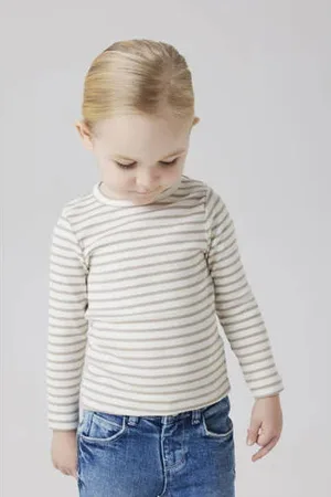 NAME IT MINI gestreepte longsleeve NMNBANI ecru/taupe