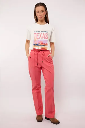 Fluresk Straight regular waist broek koraalrood