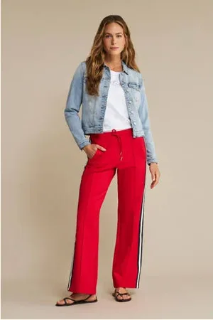 Red Button Wide leg high waist pantalon gebreid