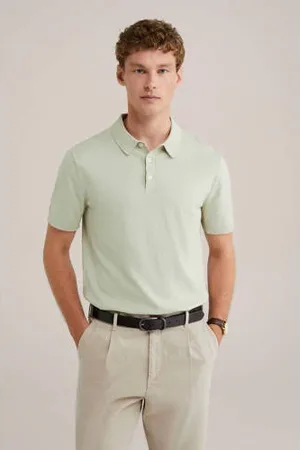 WE Fashion Polo fijn gebreid lichtgroen