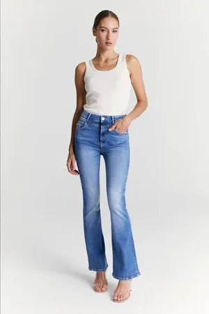 Cup of Joe denim High waist flared jeans medium blue denim