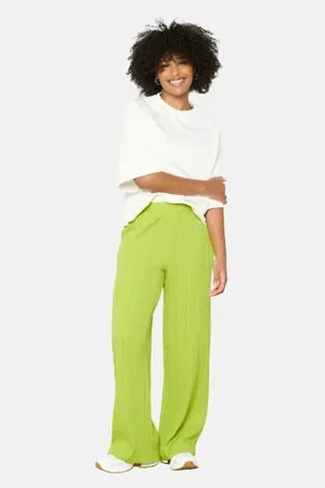 LolaLiza Wide leg regular waist broek limegroen
