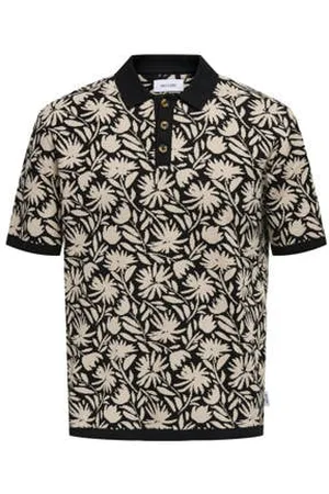 Only & Sons Regular polo fijn gebreid beige