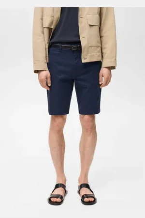 MANGO Straight chino short donkerblauw