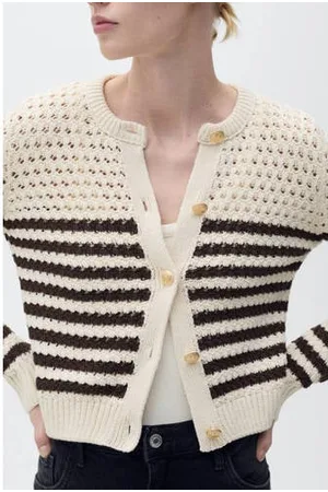 MANGO Gebreid vest ecru