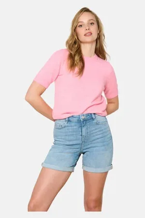 LolaLiza Straight regular waist denim short light blue denim