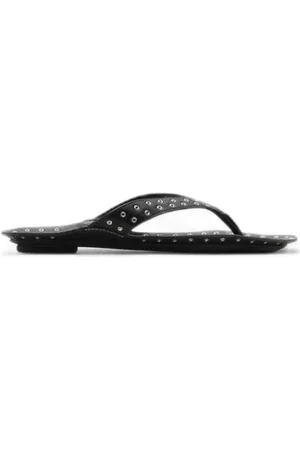 MANGO Leren teenslippers