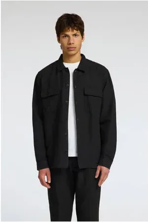 SELECTED Linnen relaxed overshirt zwart