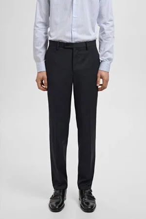 MANGO Slim pantalon donkerblauw