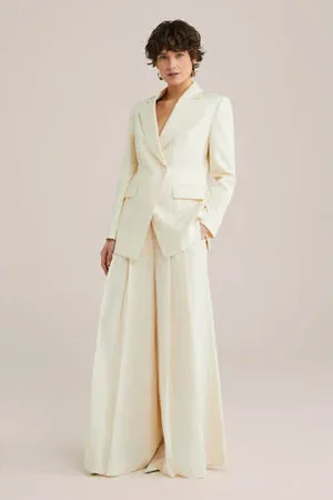 WE Fashion WE STUDIO extra wide leg broek ecru