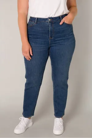 Base Level High waist slim fit jeans dark blue denim