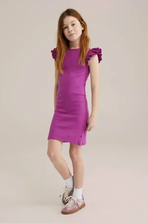 WE Fashion Korte jurk rib gebreid