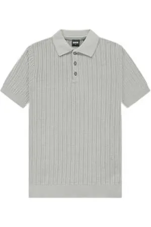 Kultivate Slim polo gebreid grijs