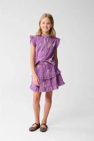 SHOEBY Blouse paars broderie