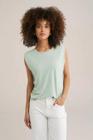 WE Fashion Mouwloze top mintgroen