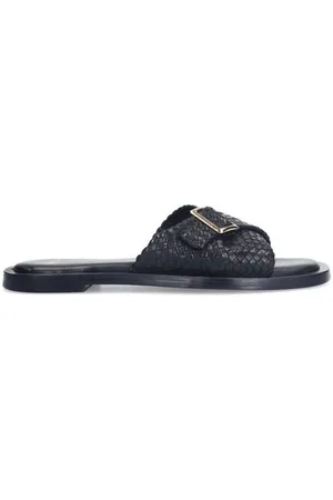 Manfield Leren slippers