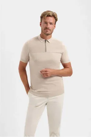 Saint Steve Regular polo gebreid beige