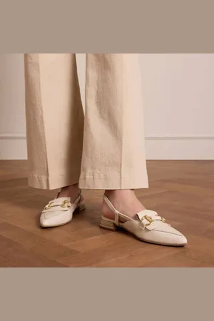 Manfield Leren slingback loafers ecru