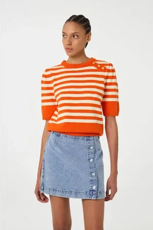 Fabienne Chapot Trui oranje fijn gebreid