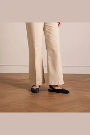 Manfield Suède slingback loafers donkerblauw