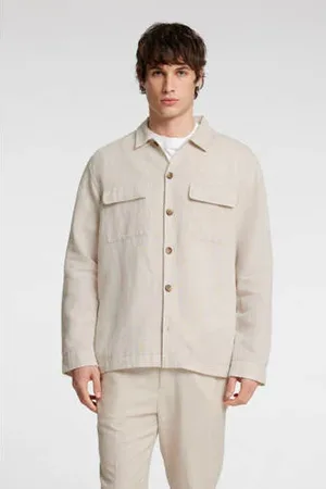 SELECTED Linnen relaxed overshirt beige