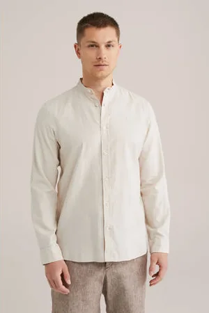 WE Fashion Linnen casual overhemd ecru